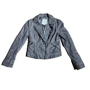 Anthropologie Hei Hei Faux Leather Jacket. Bomber. Grey. Womens Size Small.